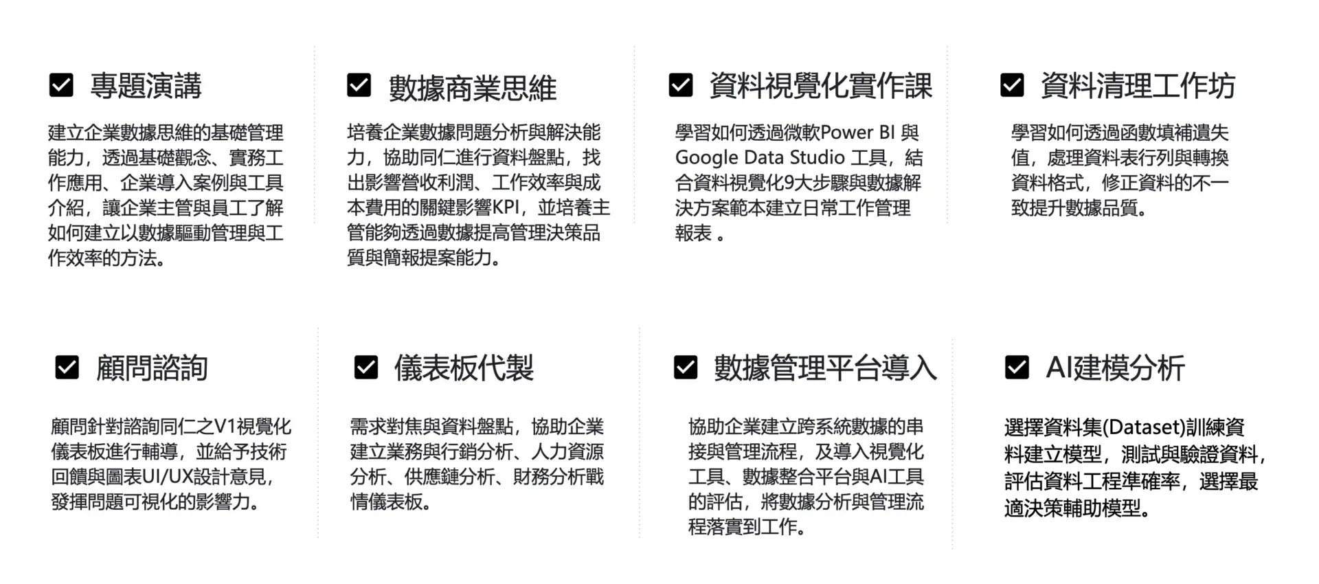 先行智庫數據分析與洞察8大顧問服務