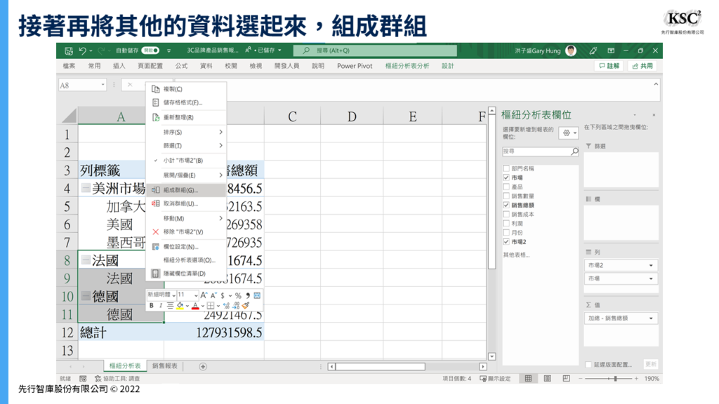 【Excel樞紐分析】組成群組:將密密麻麻的報表重新分類的計算技巧