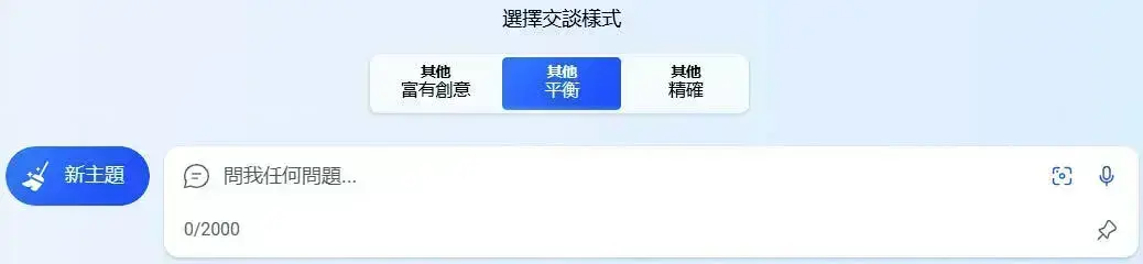 上述若是按一下新主題圖示,表示目前主題交談結束,可以進入新主題,如下所示: