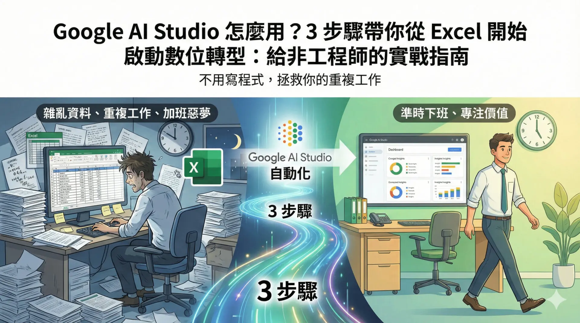 Google AI Studio 怎麼用？3 步驟帶你從 Excel 開始啟動數位轉型：給非工程師的實戰指南
